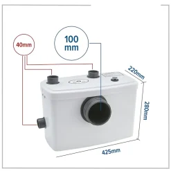 Nature Pro Broyeur Sanitaire Pompes de Relevage 600W WC Lavabo Douche 100l/m* Wc Chimique Et Broyeur