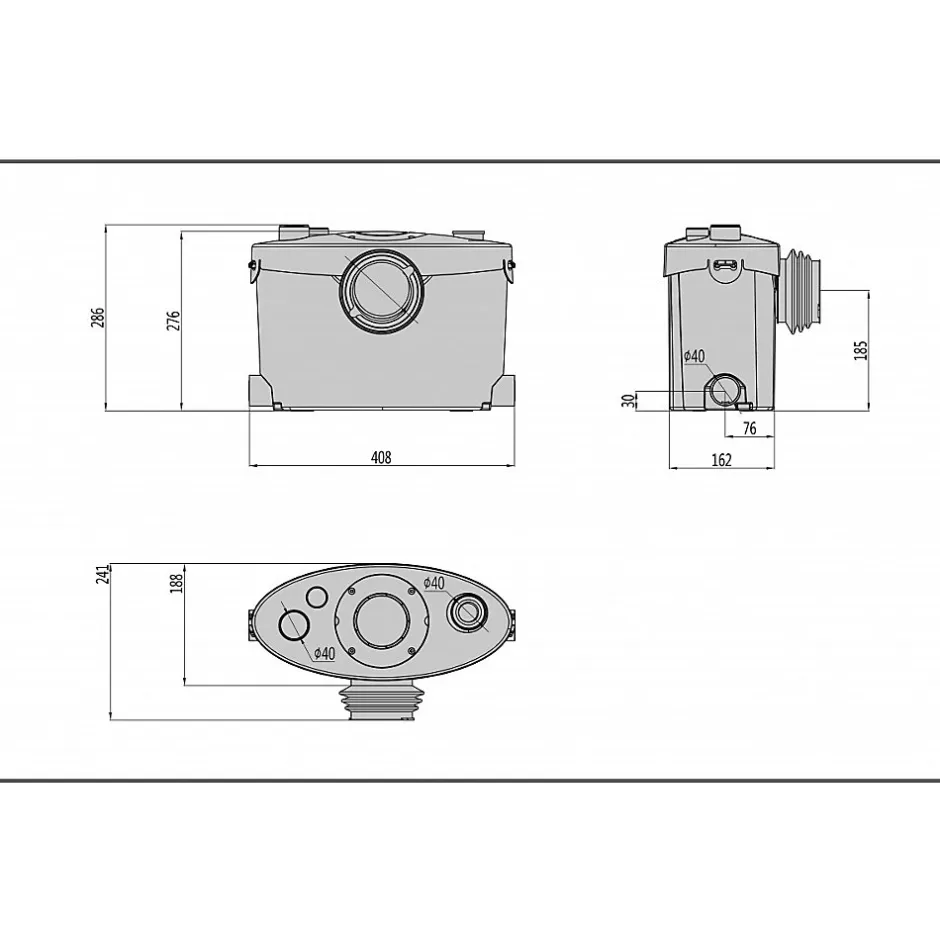 Bsf Broyeur wc adaptable silencieux 550 watts, Broyeur sanitaire -550-UP salle de bain WC, Trappe de maintenance rapide, marque