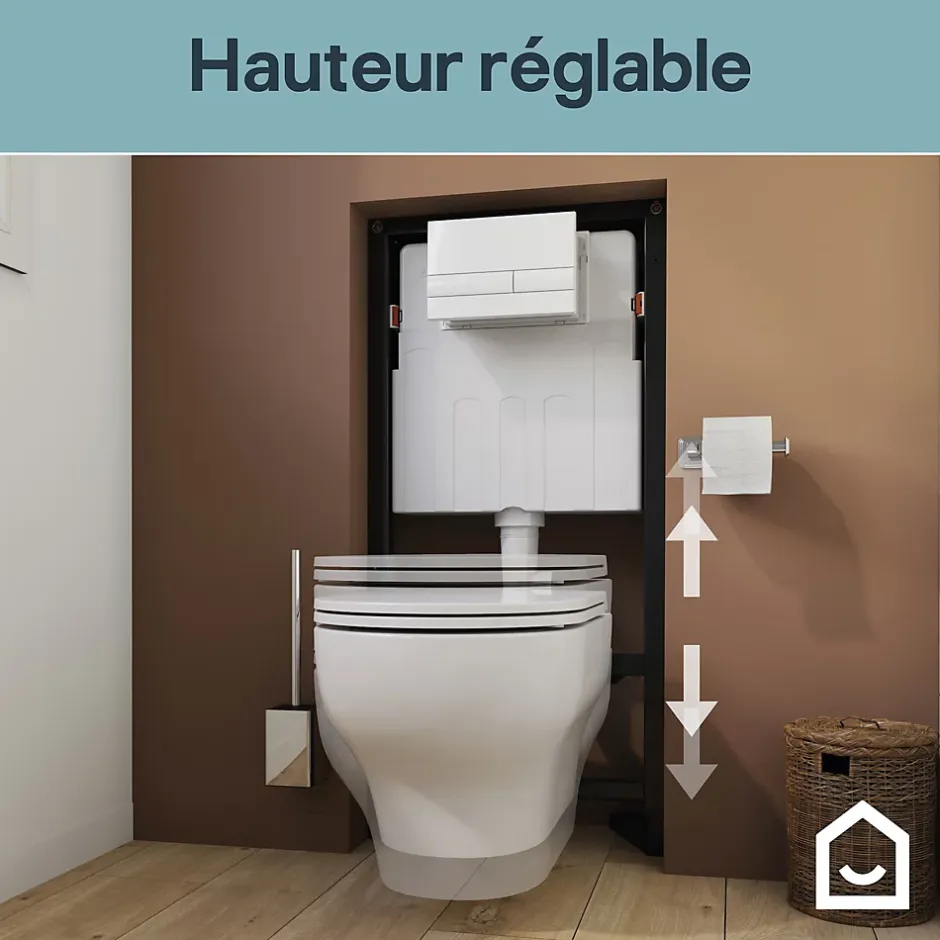 GoodHome Bâti-support sol et mur pour WC suspendu autoportant, certifié NF, Silgo