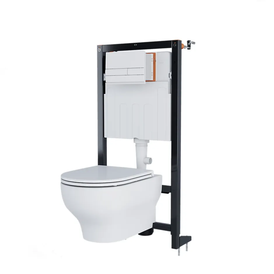 GoodHome Bâti-support sol et mur pour WC suspendu autoportant, certifié NF, Silgo
