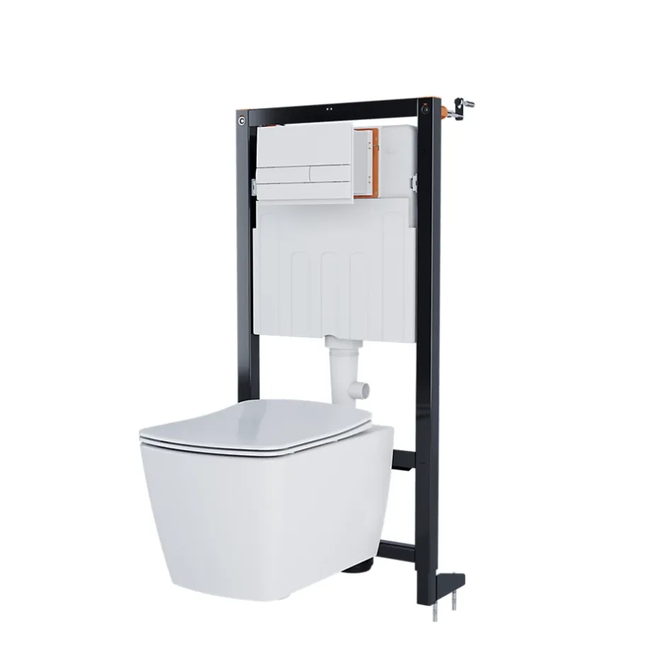 GoodHome Bâti-support sol et mur pour WC suspendu autoportant, certifié NF, Silgo