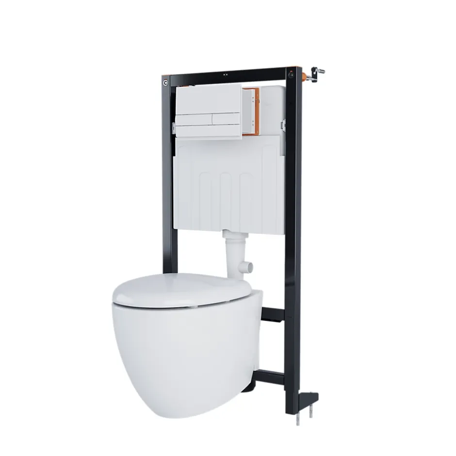 GoodHome Bâti-support sol et mur pour WC suspendu autoportant, certifié NF, Silgo