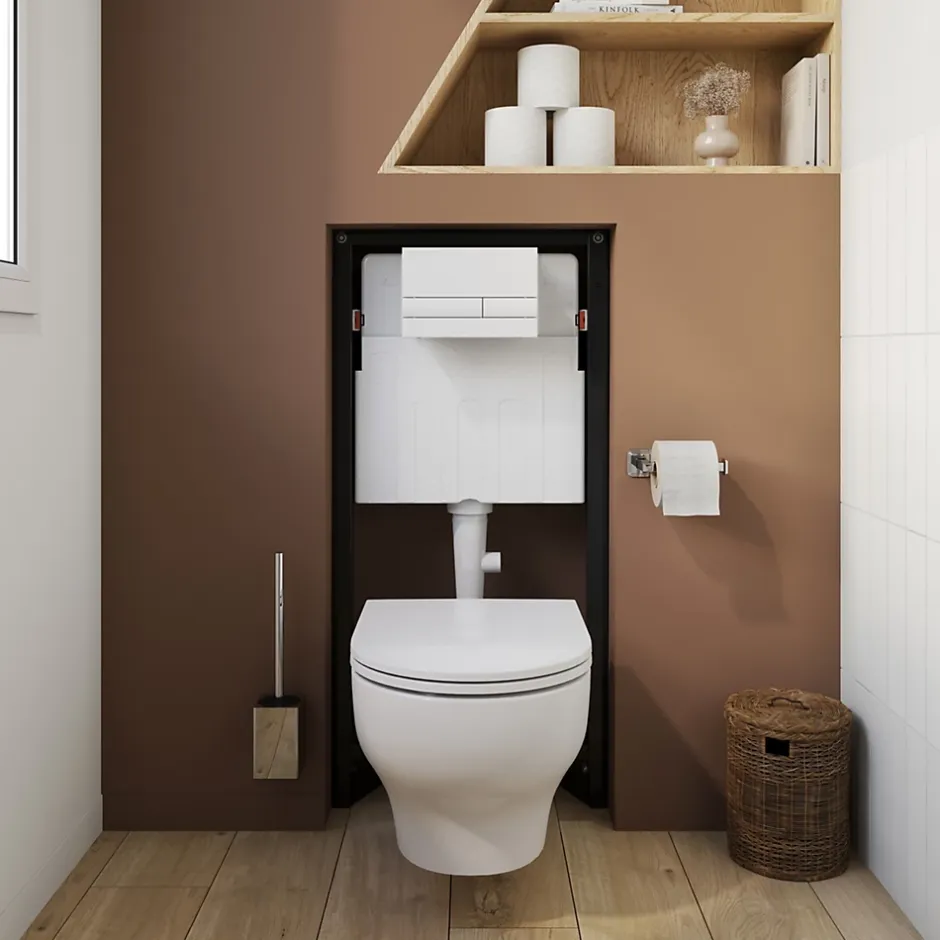 GoodHome Bâti-support sol et mur pour WC suspendu autoportant, certifié NF, Silgo