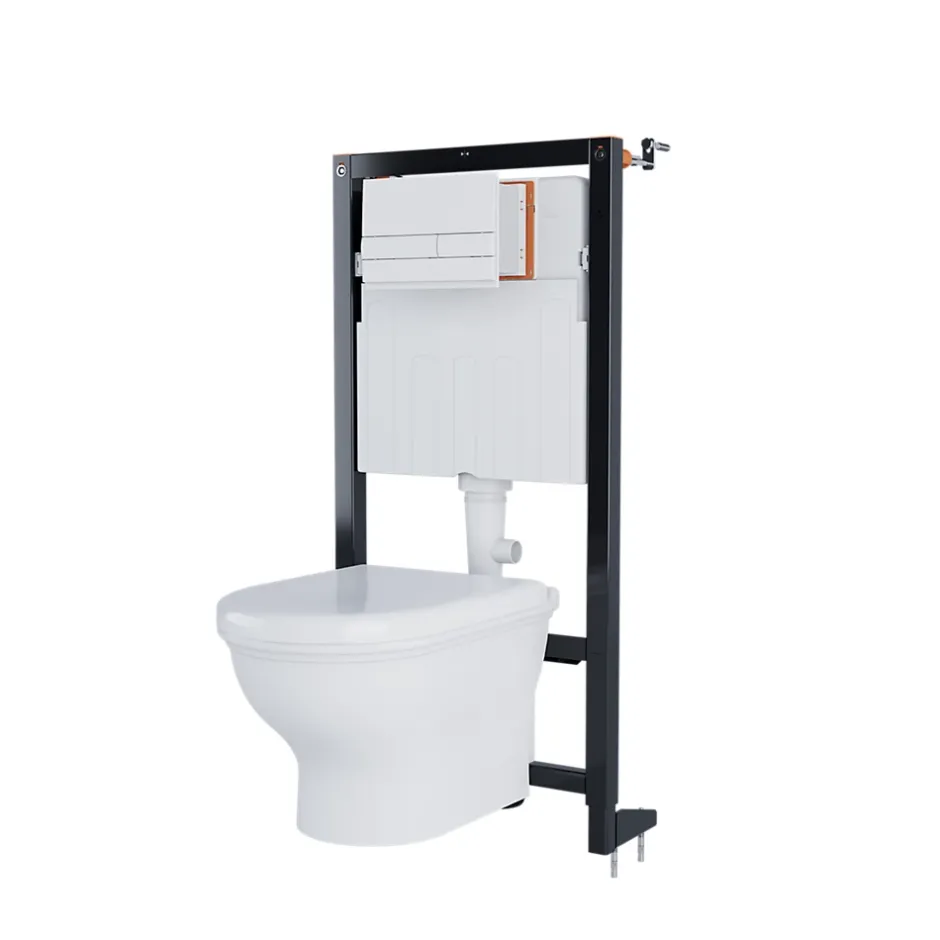 GoodHome Bâti-support sol et mur pour WC suspendu autoportant, certifié NF, Silgo