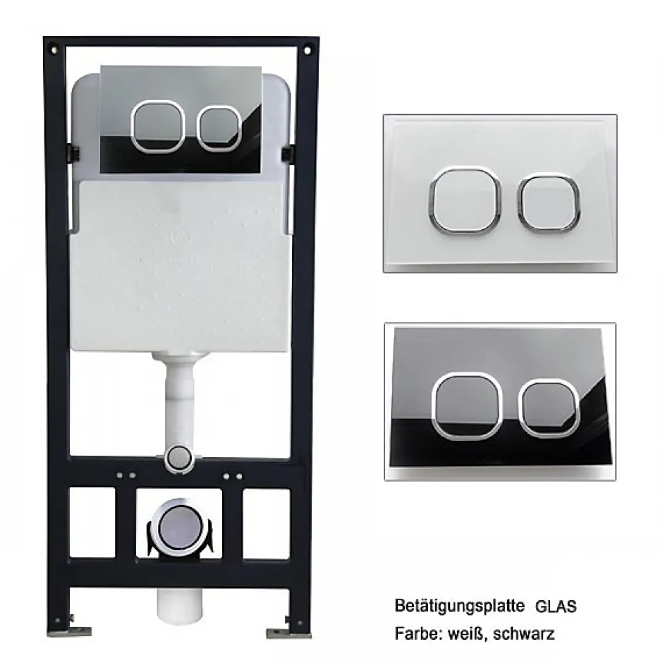 Bernstein Bâti-support Toilettes Japonais céramique, WC lavant japonais pack complet - 38,4x59,3x38cm - Basic 1102 Modèle verre blanc* Wc Japonais