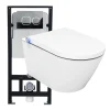 Bernstein Bâti-support Toilettes Japonais céramique, WC lavant japonais pack complet - 38,4x59,3x38cm - Basic 1102 Modèle 4111 blanc mat