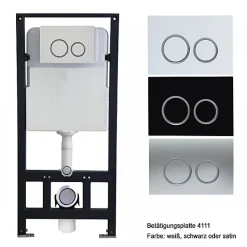 Bernstein Bâti-support Toilettes Japonais céramique, WC lavant japonais pack complet - 38,4x59,3x38cm - Basic 1102 Modèle 4111 blanc mat