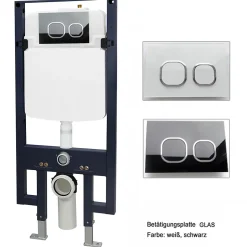 Bernstein Bâti-support Toilettes Japonais céramique, WC lavant japonais + télécommande - 38,4x59,3x38cm - PRO+ 1102 - Plaque verre noir* Wc Japonais