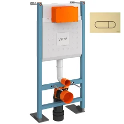Vitra Bâti-support V-Fix Core auto-portant + Plaque Root Round Or brossée