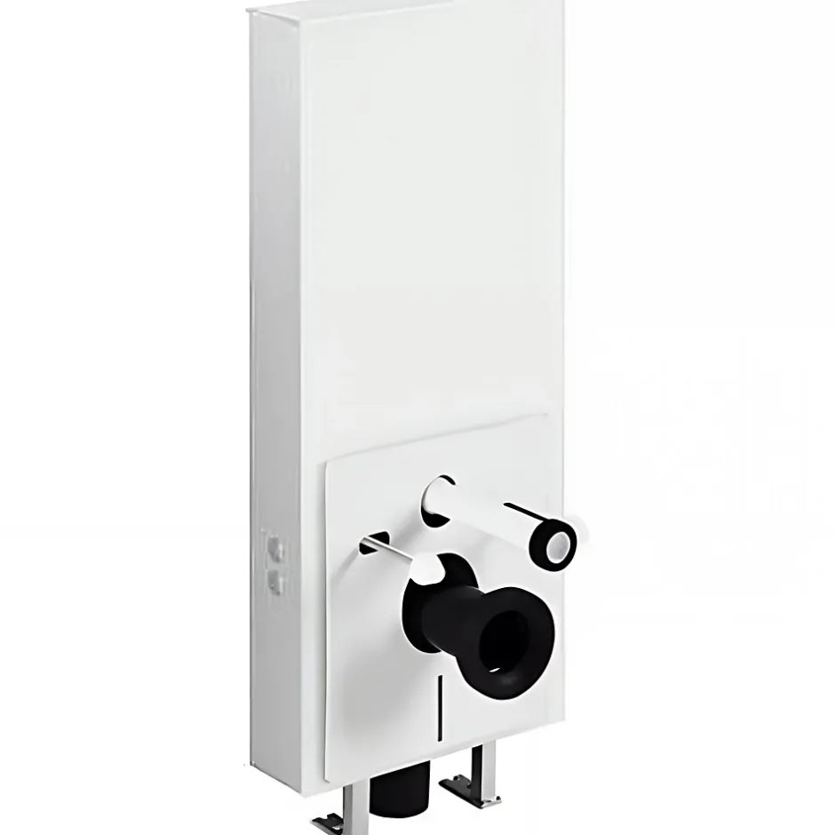Sanindusa Bâti-support WC suspendu avec habillage blanc complet insonorisé prêt à poser SANGLASS WALL 3/6L