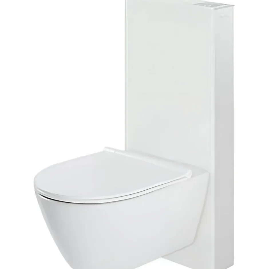 Sanindusa Bâti-support WC suspendu avec habillage blanc complet insonorisé prêt à poser SANGLASS WALL 3/6L