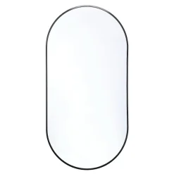 Naturel B-Way 120x60 cm miroir suspendu ovale, cadre en aluminium, noir (ZBWOV12060C)* Miroir Simple