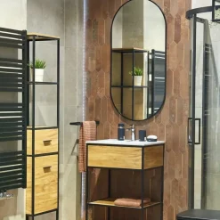 Naturel B-Way 120x60 cm miroir suspendu ovale, cadre en aluminium, noir (ZBWOV12060C)* Miroir Simple