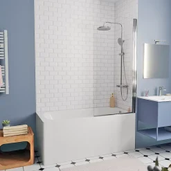 Swiss Aqua Technologies By Kaldewei 150x70 cm Ensemble baignoire Vivien universelle + Pare baignoire pivotant chrome + pieds (SATVIVI150-SETP1)