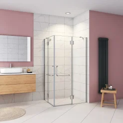 AICA Sanitaire Cabine de douche - 8 mm Verre Anticalcaire - 120 x 90 x190 cm - alu Chrome - avec porte-serviette* Cabine De Douche