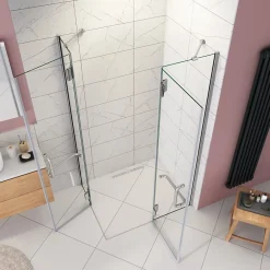 AICA Sanitaire Cabine de douche - 8 mm Verre Anticalcaire - 120 x 90 x190 cm - alu Chrome - avec porte-serviette* Cabine De Douche