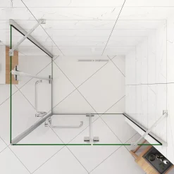 AICA Sanitaire Cabine de douche - 8 mm Verre Anticalcaire - 120 x 90 x190 cm - alu Chrome - avec porte-serviette* Cabine De Douche