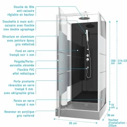 Aurlane Cabine de douche 90 carrée 90x90x225cm - SCRATCHY 90* Cabine De Douche