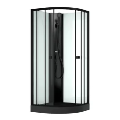 Aurlane Cabine de douche 1/4 de cercle 85x85x200 cm - Portes coulissantes - Receveur Noir Mat* Cabine De Douche