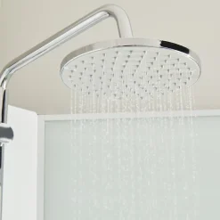 GoodHome Cabine de douche 1/4 de cercle l.85 x L.85 x H.225 cm – hydromassante, blanc, montage rapide, Onega