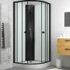 Aurlane Cabine de douche 1/4 de cercle 85x85x200 cm - Portes coulissantes - Fonds Blancs & Profilés Noir Mat* Cabine De Douche