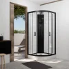 Aurlane Cabine de douche 1/4 de cercle 85x85x210/235 cm - Receveur + Fonds Blancs / Colonne + Profilés Noirs* Cabine De Douche