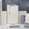 Galedo Cabine de douche 1/4 de cercle l.90 x L.90 x H.200 cm – fond blanc et profilés doré brossé, porte coulissante, Cabine Dorée* Cabine De Douche