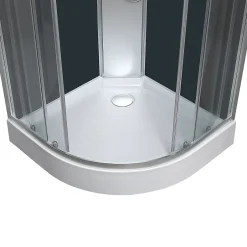 GoodHome Cabine de douche 1/4 de cercle l.85 x L.85 x H.225 cm – hydromassante, chromé, montage rapide, Onega* Cabine De Douche