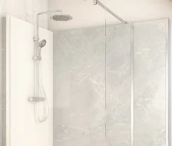 Cabine de douche à l’italienne l.90 x L.160 x H.218 cm – effet marbre gris, receveur de plain-pied, Elmer Serenity* Cabine De Douche Pmr
