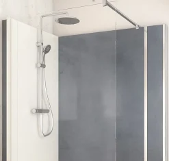 Cabine de douche à l’italienne l.90 x L.140 x H.218 cm – effet béton, receveur de plain-pied, Elmer Serenity