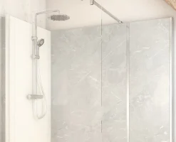 Cabine de douche à l’italienne l.90 x L.170 x H.218 cm – effet marbre gris, receveur de plain-pied, Elmer Serenity* Cabine De Douche|Cabine De Douche Pmr