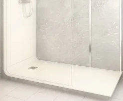 Cabine de douche à l’italienne l.90 x L.170 x H.218 cm – effet marbre gris, receveur de plain-pied, Elmer Serenity* Cabine De Douche|Cabine De Douche Pmr