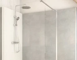 Cabine de douche à l’italienne l.90 x L.170 x H.218 cm – effet pierre grise, receveur de plain-pied, Elmer Serenity