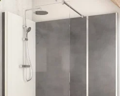 Cabine de douche à l’italienne l.90 x L.170 x H.218 cm – effet pierre charbon, receveur de plain-pied, Elmer Serenity* Cabine De Douche Pmr