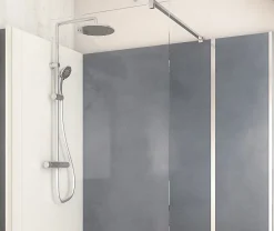 Cabine de douche à l’italienne l.80 x L.160 x H.218 cm – effet béton, receveur de plain-pied, Elmer Serenity