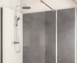 Cabine de douche à l’italienne l.80 x L.170 x H.218 cm – effet pierre charbon, receveur de plain-pied, Elmer Serenity