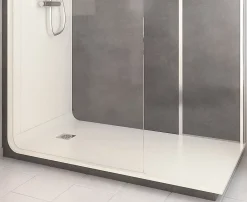 Cabine de douche à l’italienne l.80 x L.170 x H.218 cm – effet pierre charbon, receveur de plain-pied, Elmer Serenity
