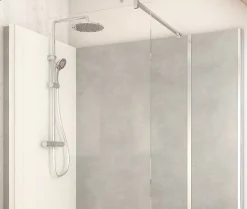 Cabine de douche à l’italienne l.90 x L.160 x H.218 cm – effet pierre grise, receveur de plain-pied, Elmer Serenity* Cabine De Douche Pmr