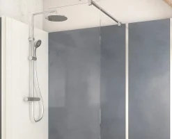 Cabine de douche à l’italienne l.90 x L.170 x H.218 cm – effet béton, receveur de plain-pied, Elmer Serenity