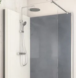 Cabine de douche à l’italienne l.80 x L.120 x H.218 cm – effet béton, receveur de plain-pied, Elmer Serenity* Cabine De Douche Pmr
