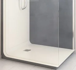 Cabine de douche à l’italienne l.80 x L.120 x H.218 cm – effet béton, receveur de plain-pied, Elmer Serenity* Cabine De Douche Pmr