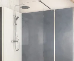 Cabine de douche à l’italienne l.80 x L.170 x H.218 cm – effet béton, receveur de plain-pied, Elmer Serenity* Cabine De Douche Pmr