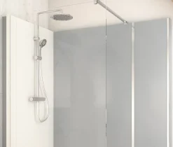 Cabine de douche à l’italienne l.80 x L.160 x H.218 cm – effet ciment, receveur de plain-pied, Elmer Serenity