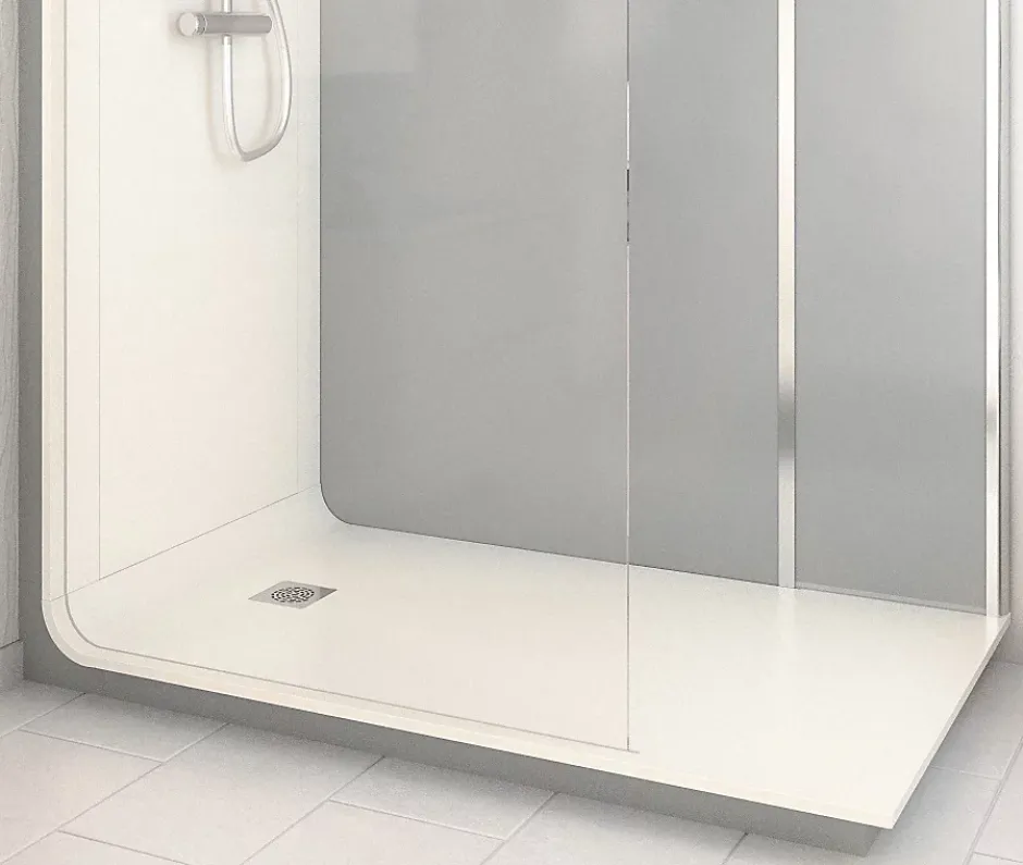 Cabine de douche à l’italienne l.80 x L.160 x H.218 cm – effet ciment, receveur de plain-pied, Elmer Serenity