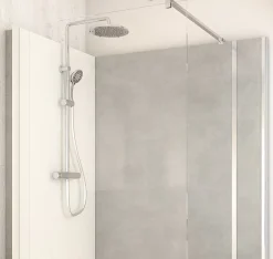 Cabine de douche à l’italienne l.90 x L.140 x H.218 cm – effet pierre grise, receveur de plain-pied, Elmer Serenity* Cabine De Douche Pmr
