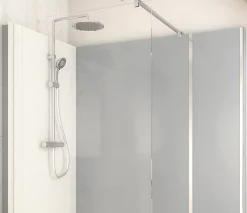Cabine de douche à l’italienne l.90 x L.160 x H.218cm – effet ciment, receveur de plain-pied, Elmer Serenity