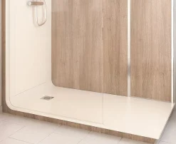 Cabine de douche à l’italienne l.80 x L.170 x H.218 cm – effet bois, receveur de plain-pied, Elmer Serenity