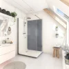 Cabine de douche à l’italienne l.90 x L.120 x H.218 cm – effet béton, receveur de plain-pied, Elmer Serenity* Cabine De Douche|Cabine De Douche Pmr