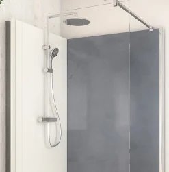 Cabine de douche à l’italienne l.90 x L.120 x H.218 cm – effet béton, receveur de plain-pied, Elmer Serenity* Cabine De Douche|Cabine De Douche Pmr