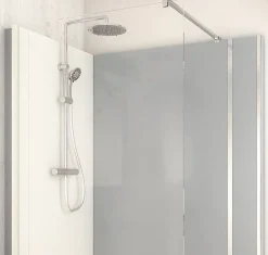 Cabine de douche à l’italienne l.80 x L.140 x H.218 cm – effet ciment, receveur de plain-pied, Elmer Serenity* Cabine De Douche Pmr